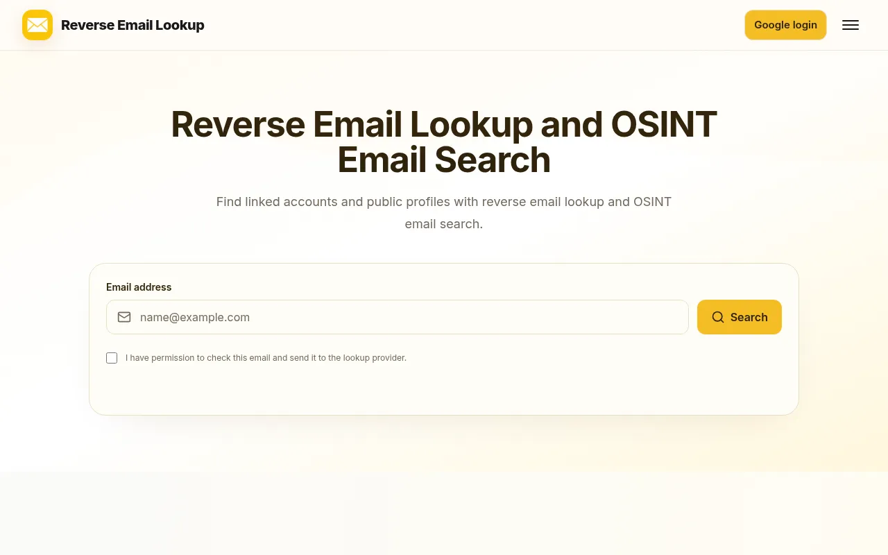 Screenshot of reverseemaillookup.online