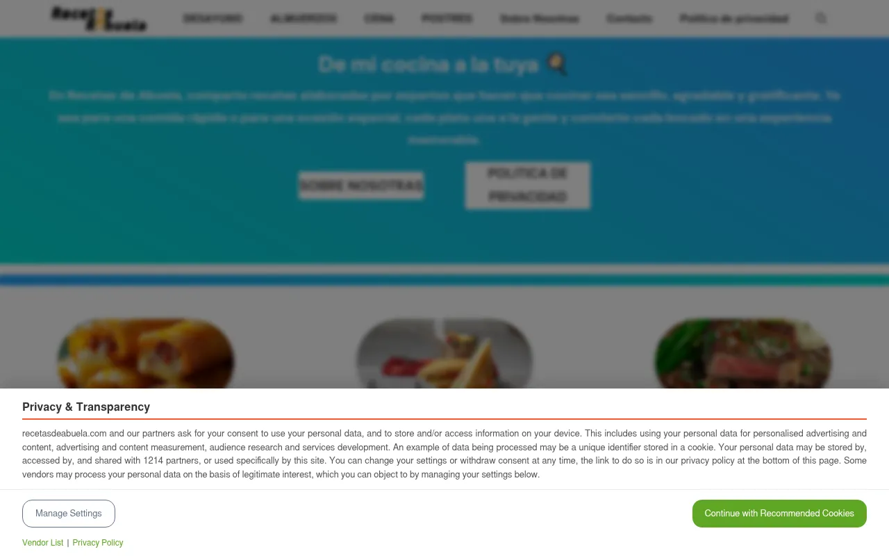 Screenshot of recetasdeabuela.com