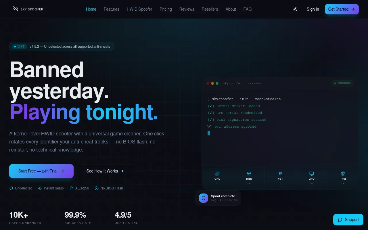 Screenshot of skyspoofer.com