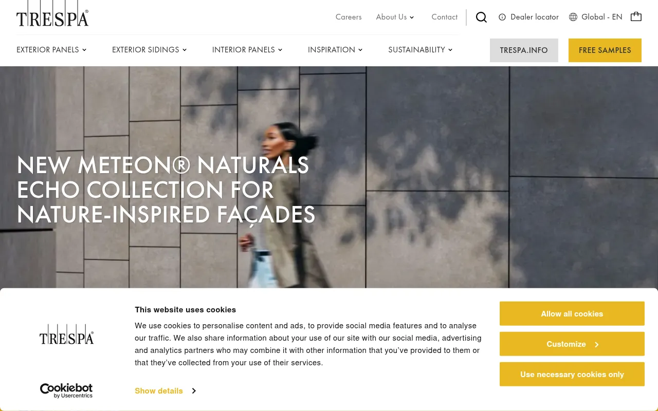 Screenshot of trespa.com