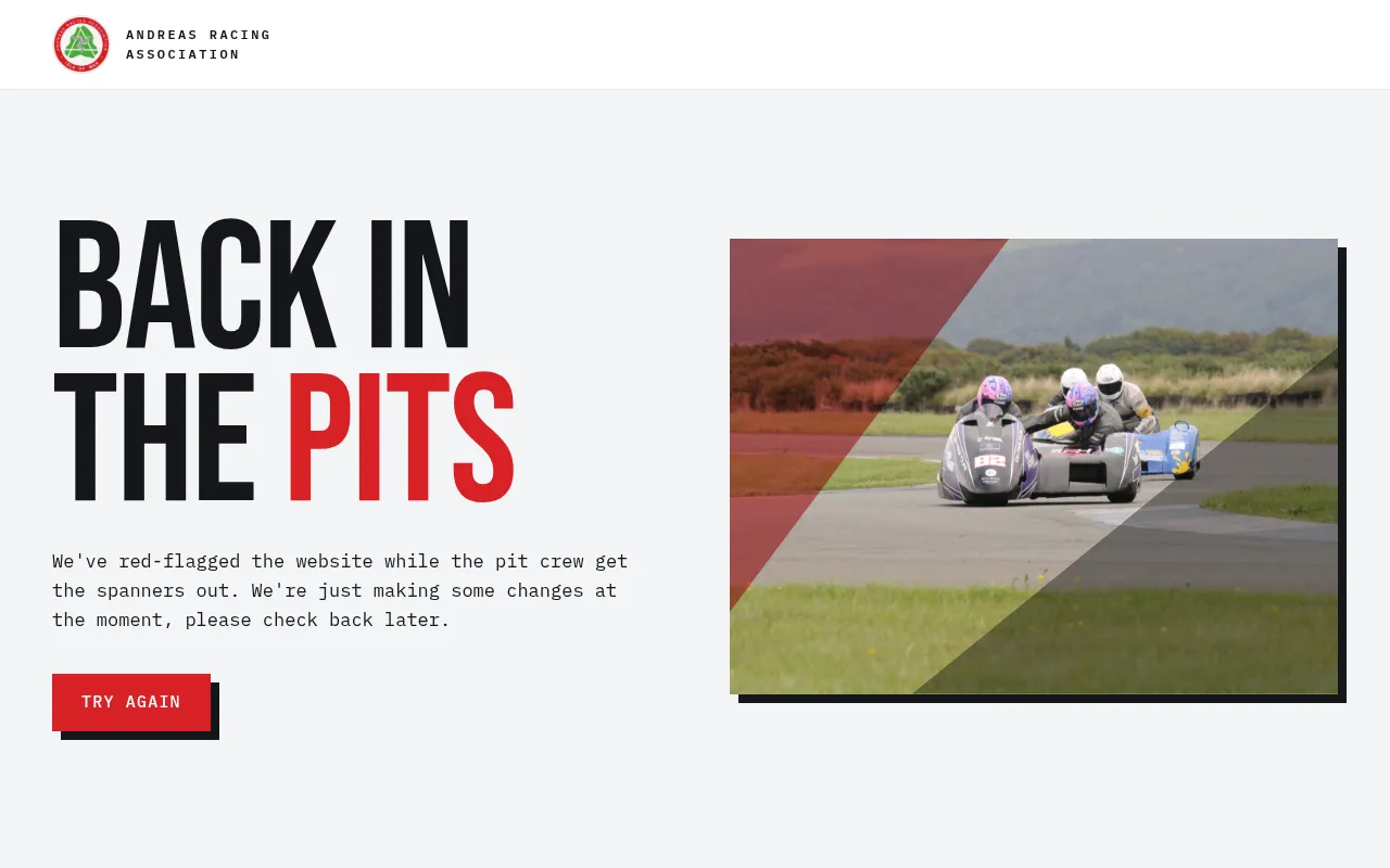 Screenshot of andreasracing-maintenance-f0hyetcsg4hscmcc.ukwest-01.azurewebsites.net