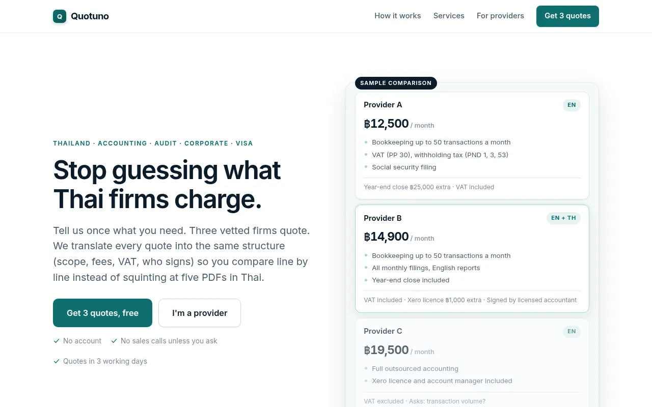 Screenshot of quotuno.com