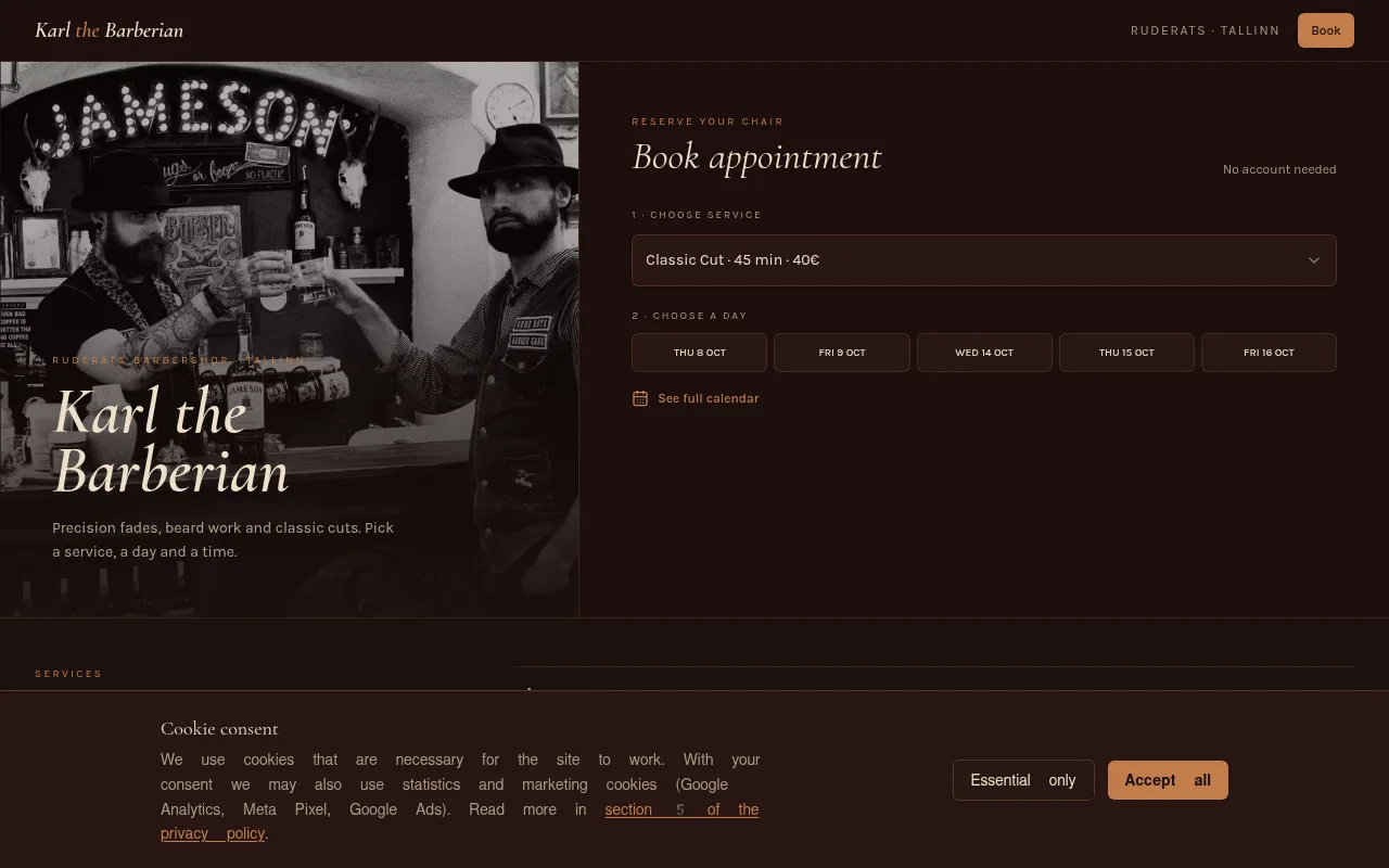 Screenshot of thebarber.ee