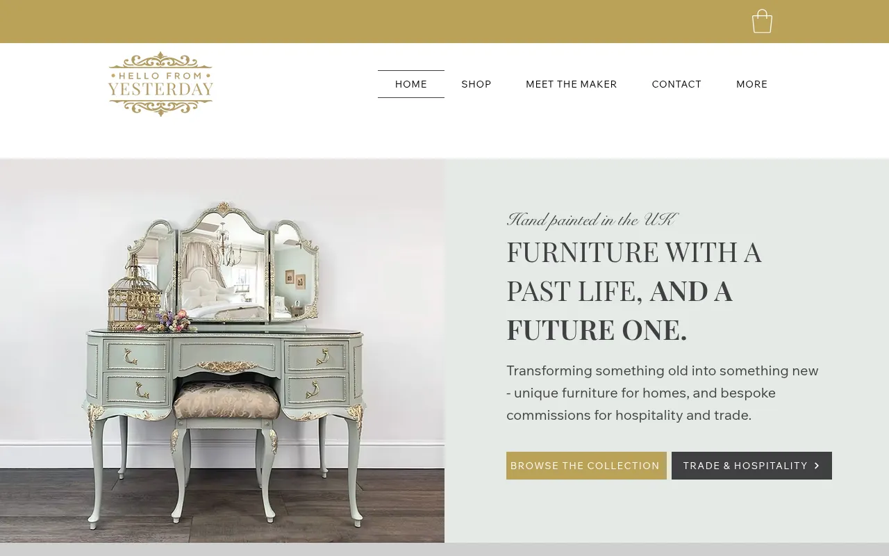 Screenshot of hellofromyesterday.co.uk