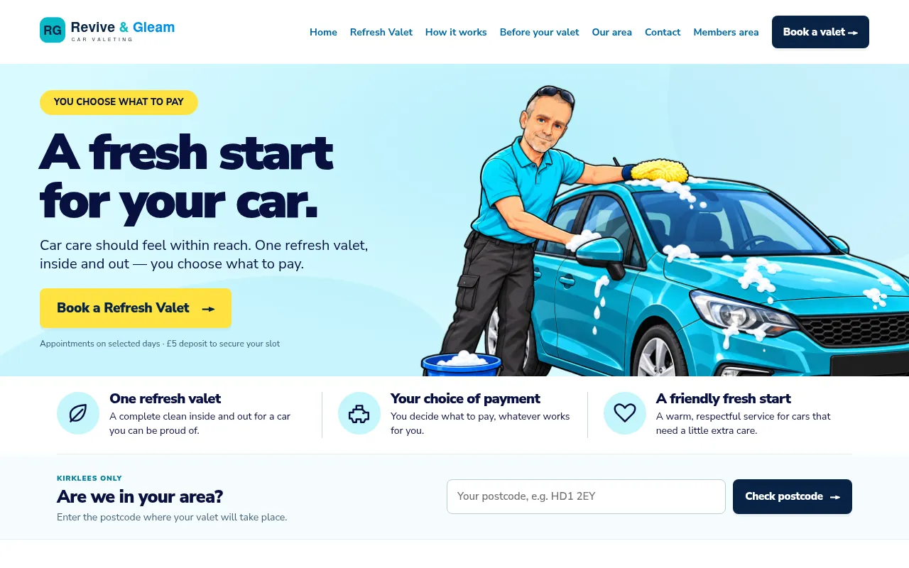 Screenshot of reviveandgleam.co.uk