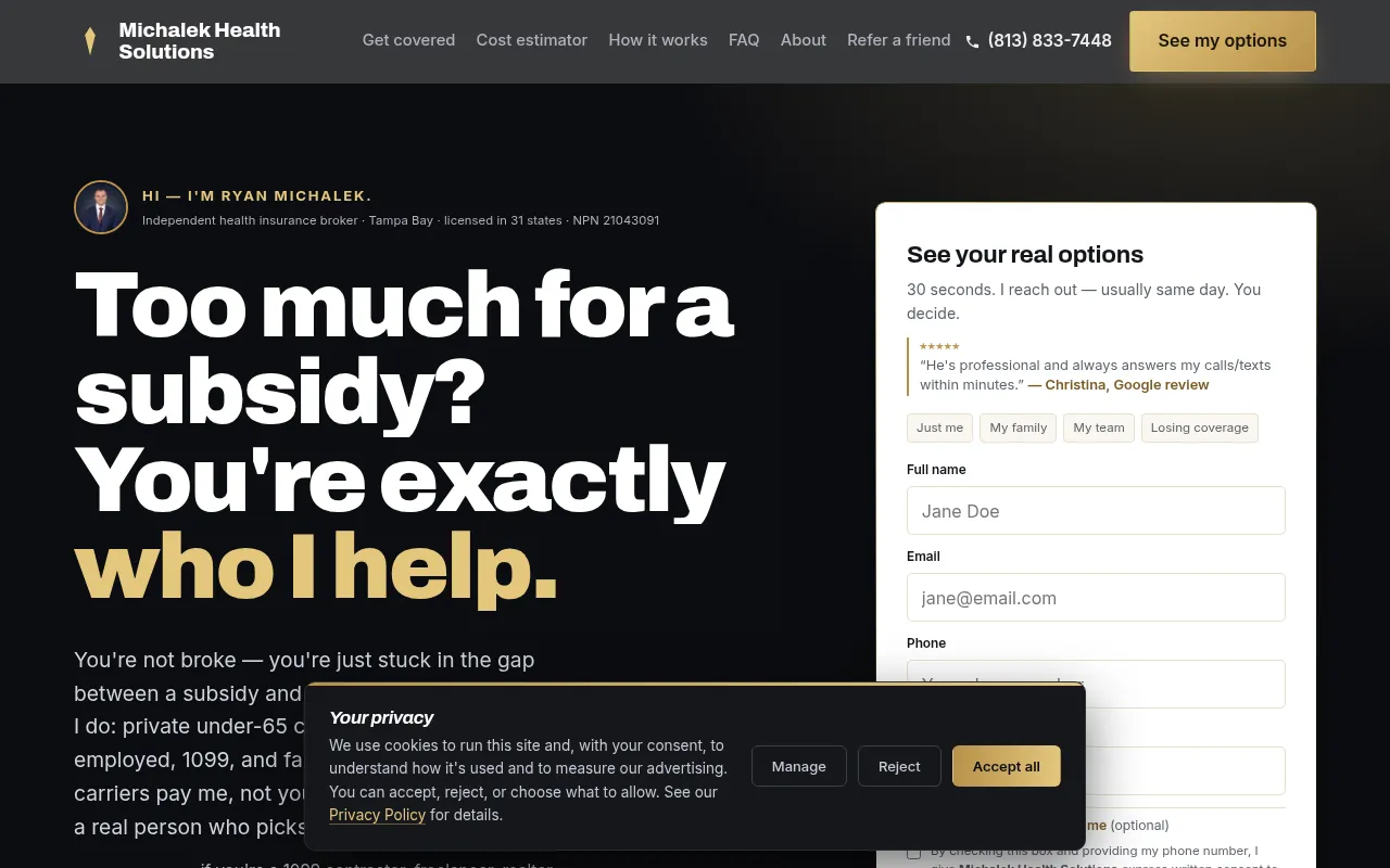 Screenshot of michalekhealthsolutions.com