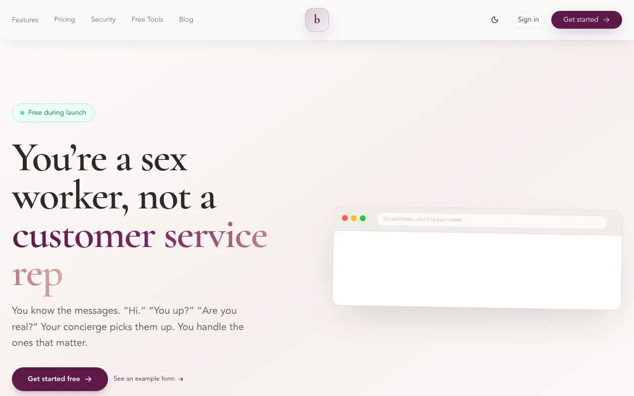Screenshot of blushdesk.ch