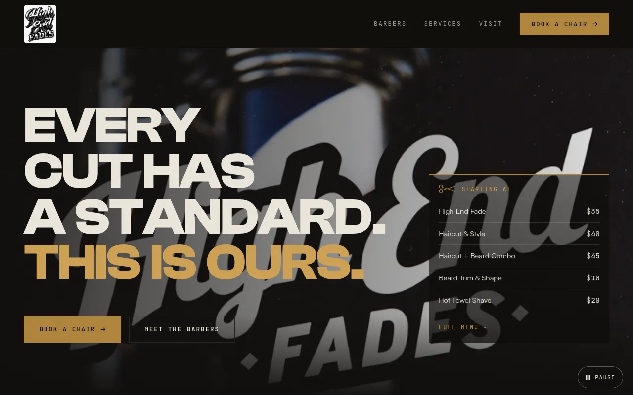 Screenshot of highendfades.com