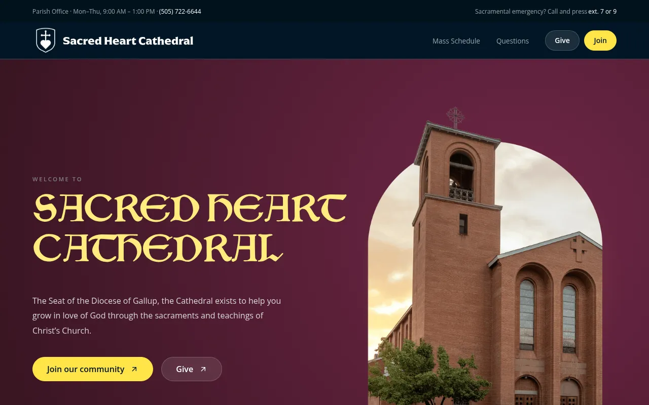 Screenshot of sacredheartgallup.org