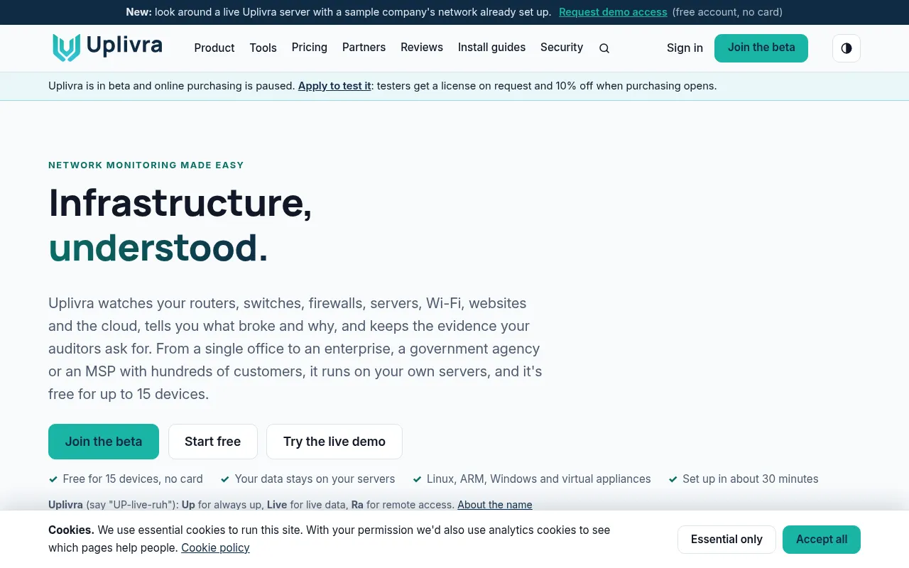 Screenshot of uplivra.com