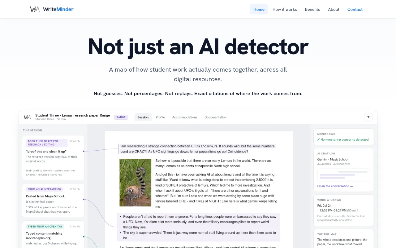 Screenshot of writeminder.net