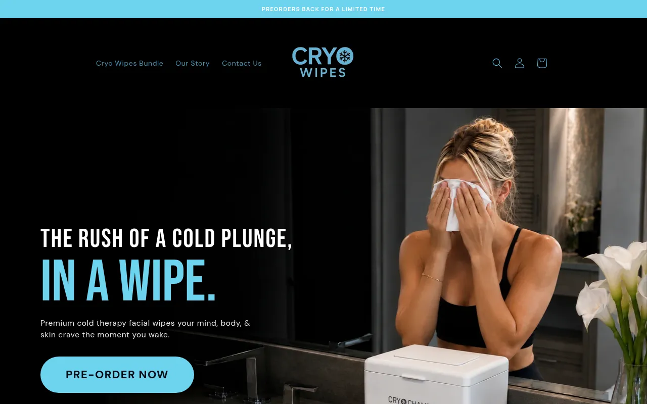 Screenshot of cryowipes.com