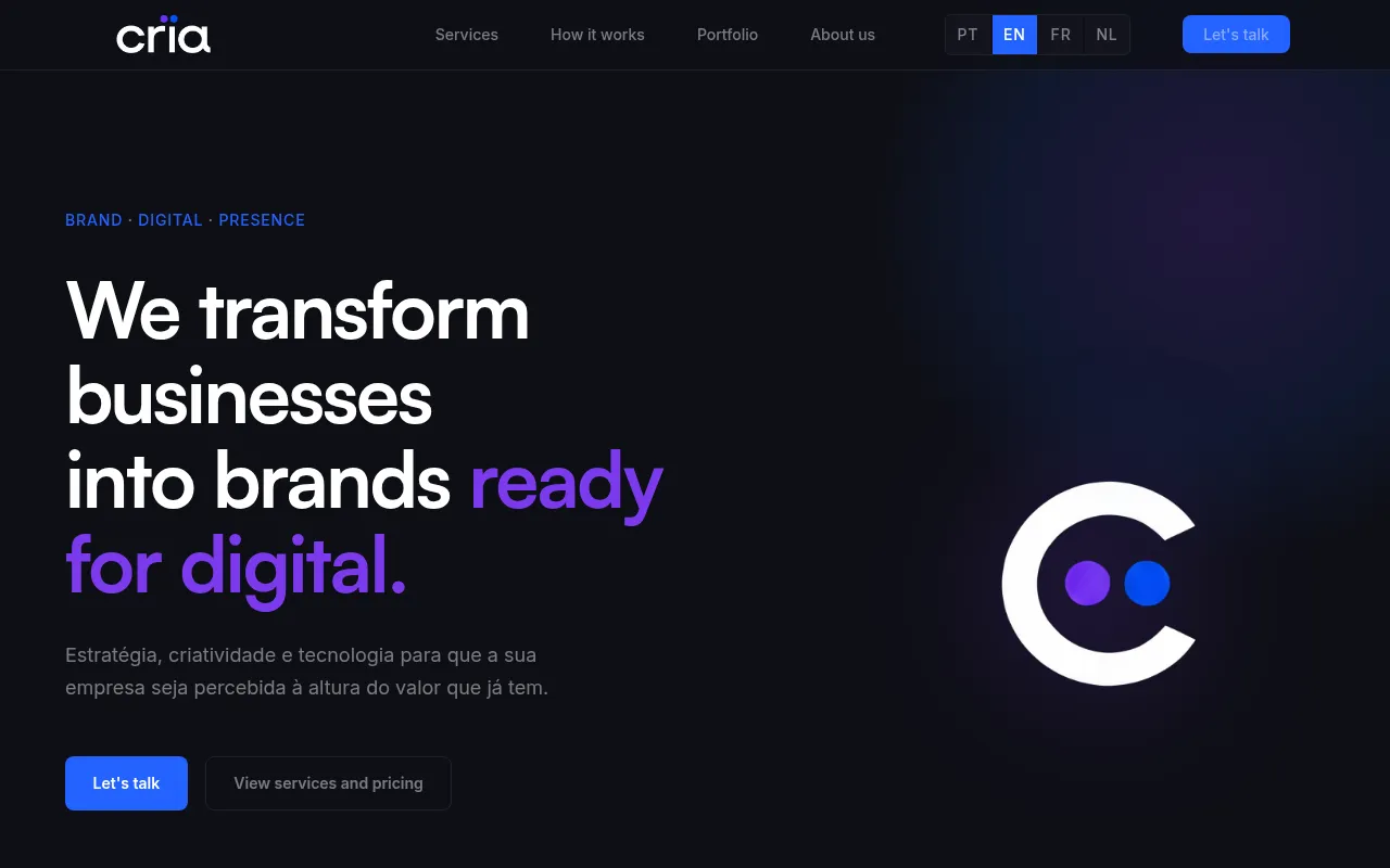 Screenshot of cria-agency.com