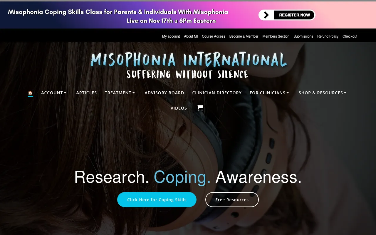 Screenshot of misophoniainternational.com