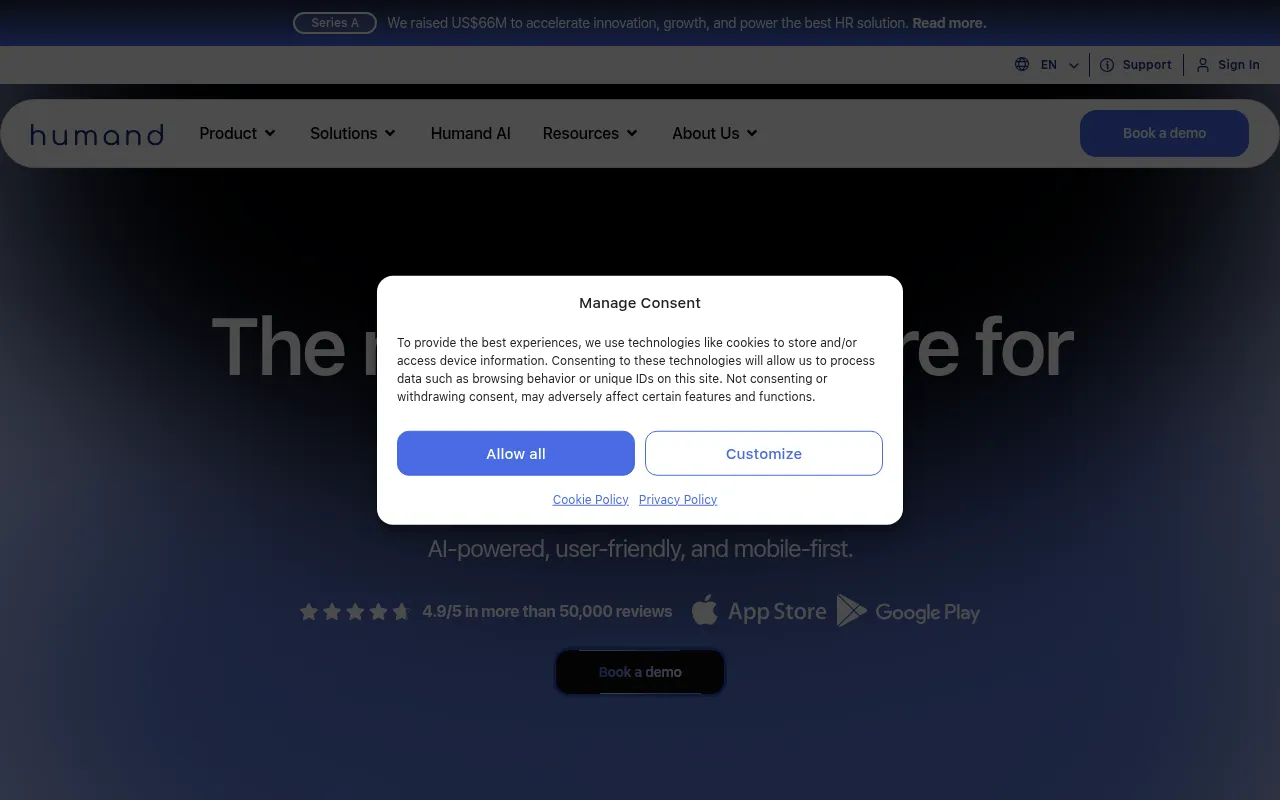 Screenshot of humand.co
