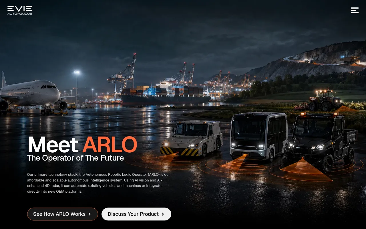 Screenshot of evieautonomous.com