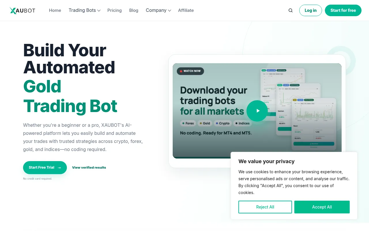 Screenshot of xaubot.com