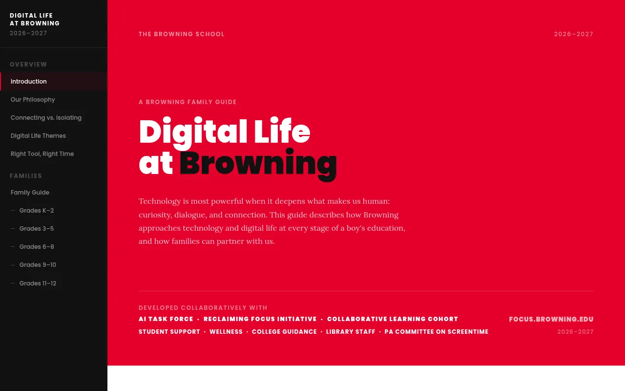 Screenshot of focus.browning.edu