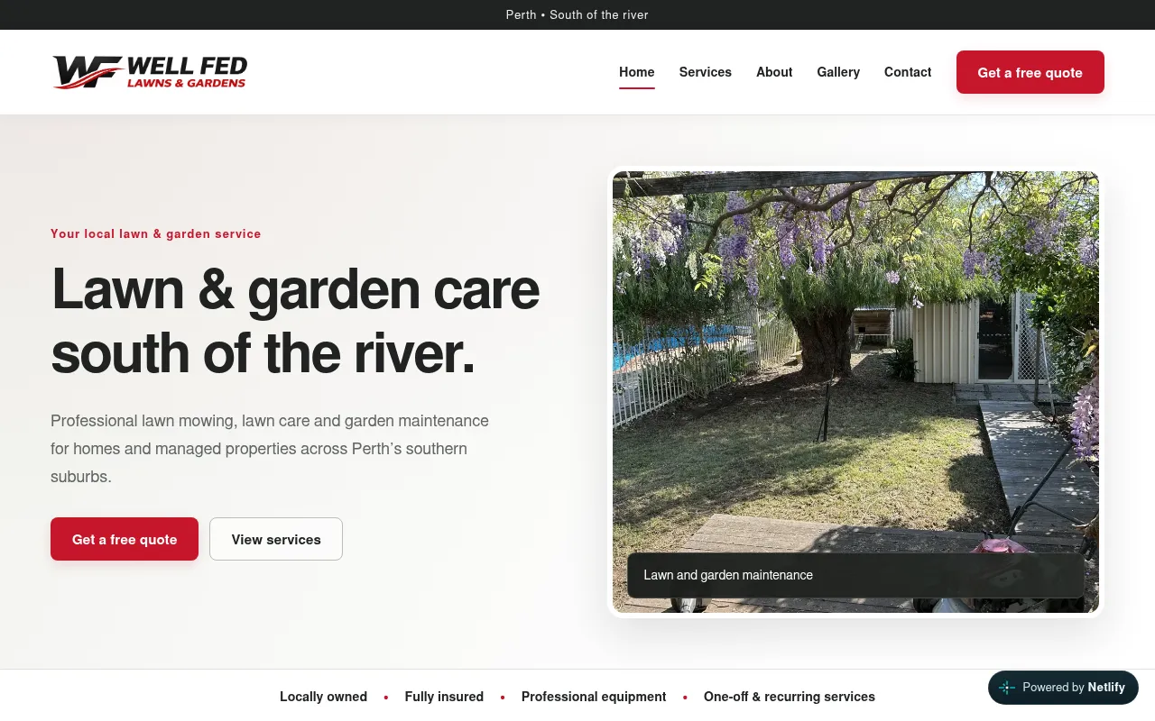 Screenshot of wellfedlawnsandgardens.com
