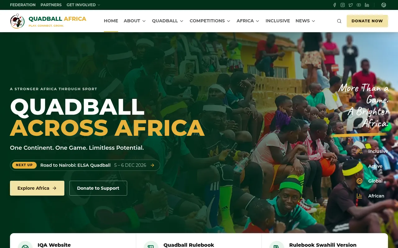 Screenshot of quadballafrica.org