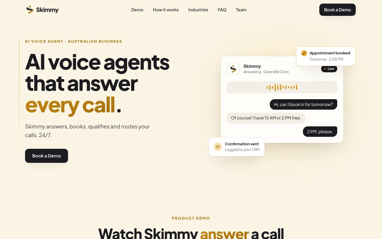 Screenshot of skimmy.ai