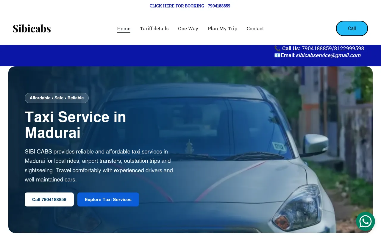 Screenshot of sibicabs.in
