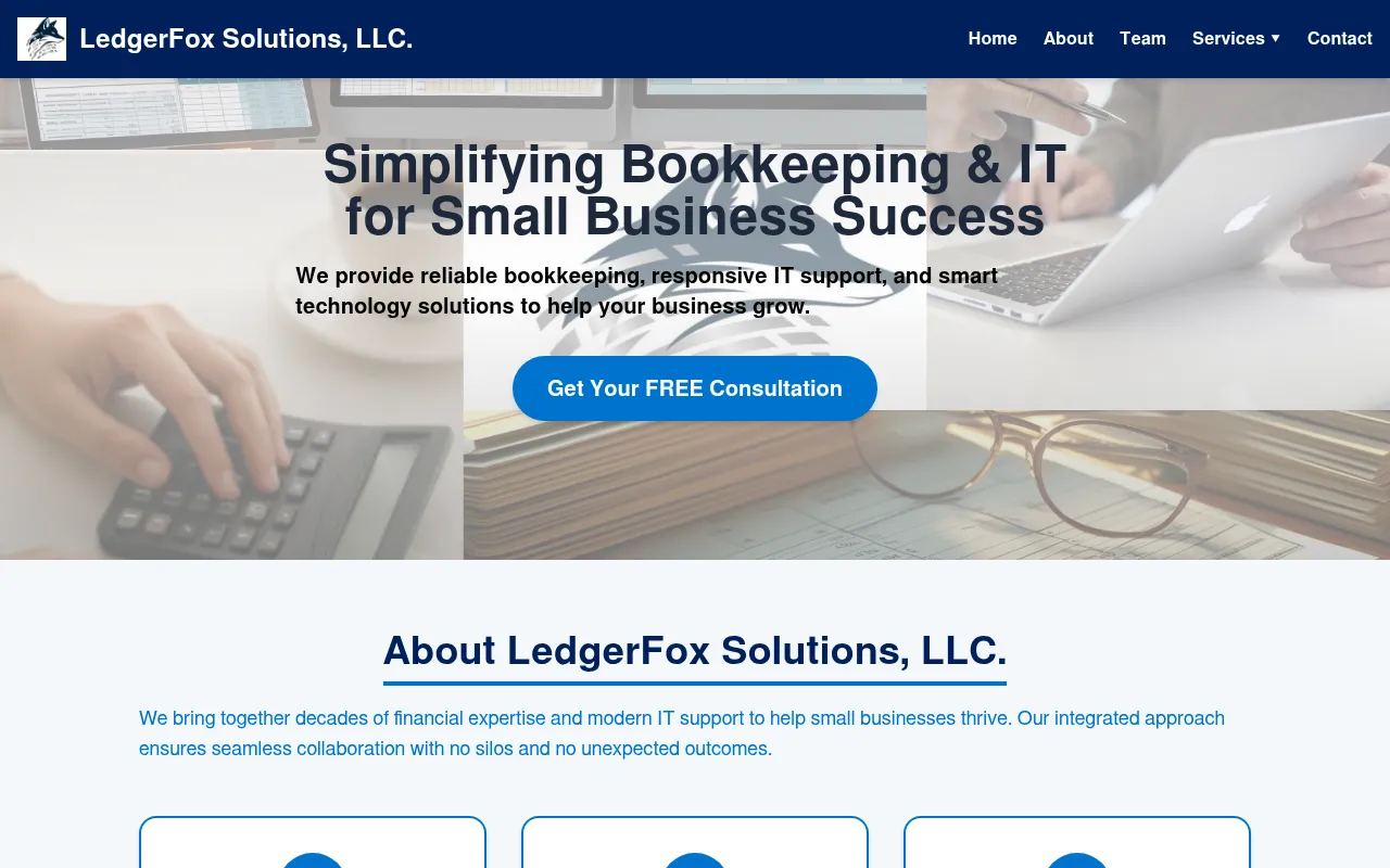 Screenshot of ledgerfoxsolutionsllc.com