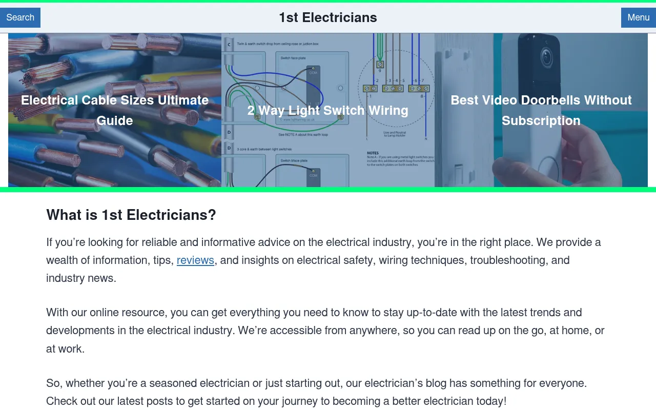 Screenshot of 1stelectricians.co.uk