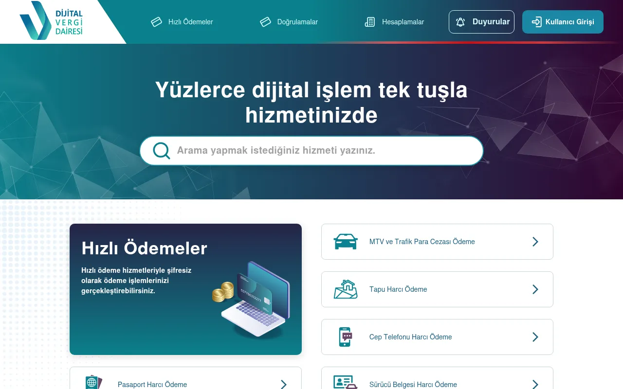Screenshot of dijital.gib.gov.tr