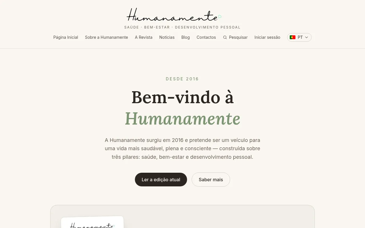 Screenshot of humanamente.pt