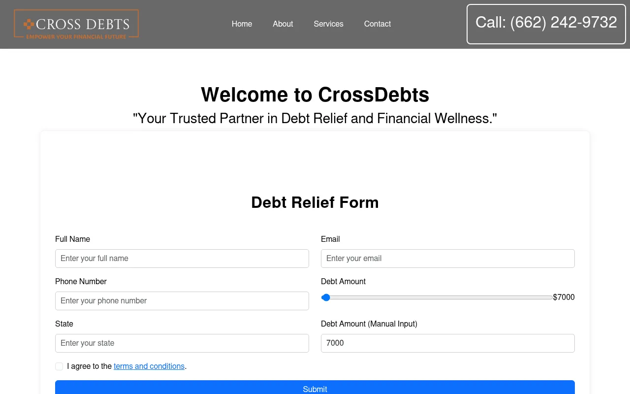 Screenshot of crossdebts.com