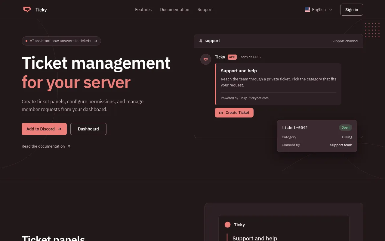 Screenshot of tickybot.com