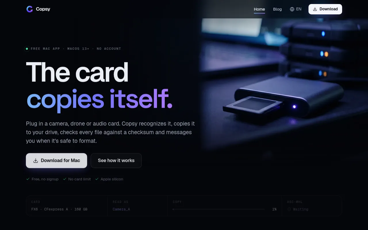 Screenshot of copsy.app