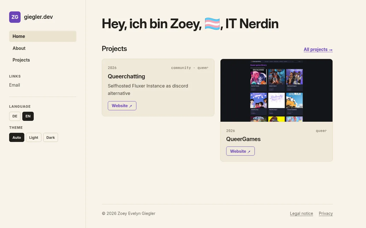 Screenshot of giegler.dev
