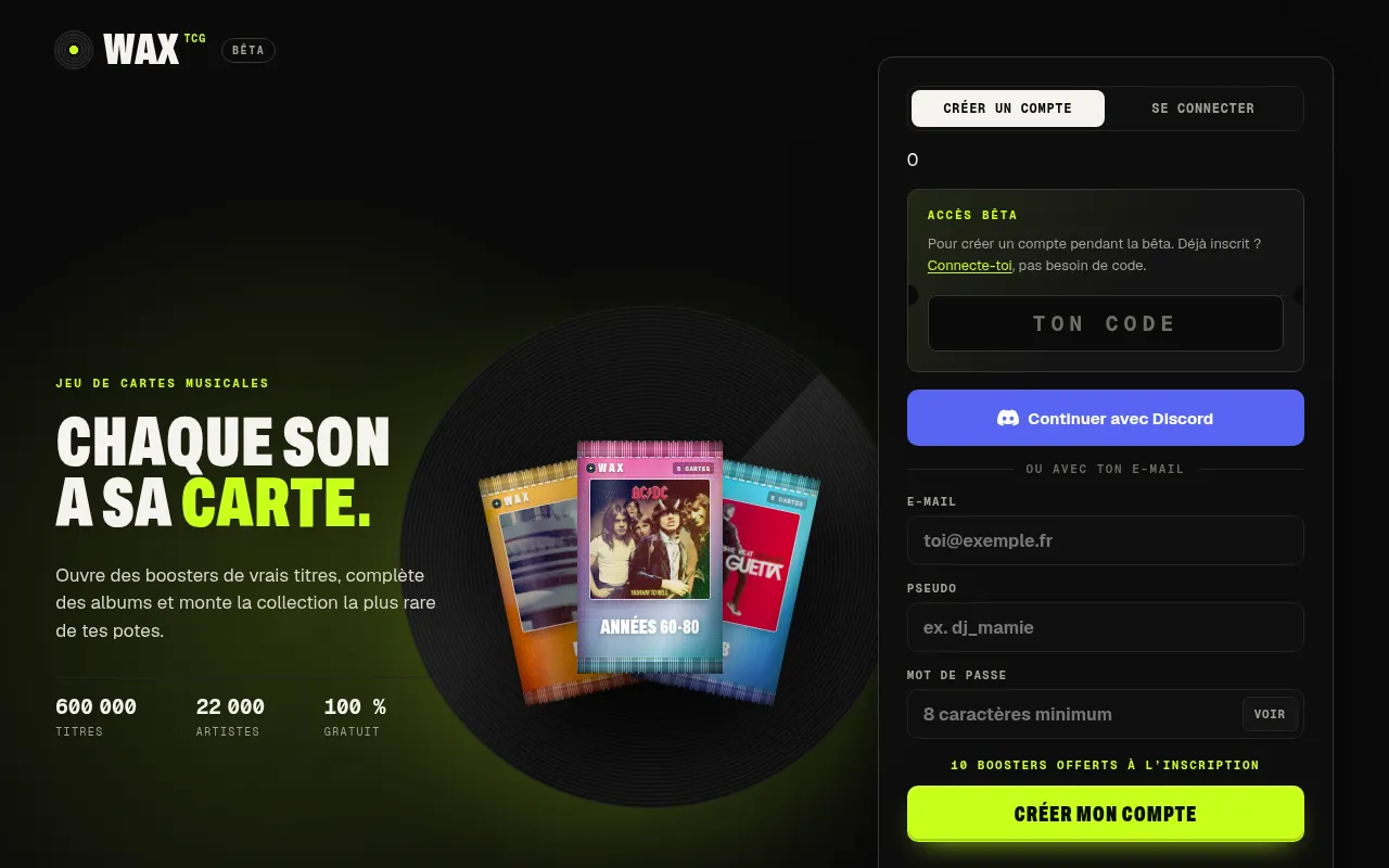 Screenshot of waxtcg.com