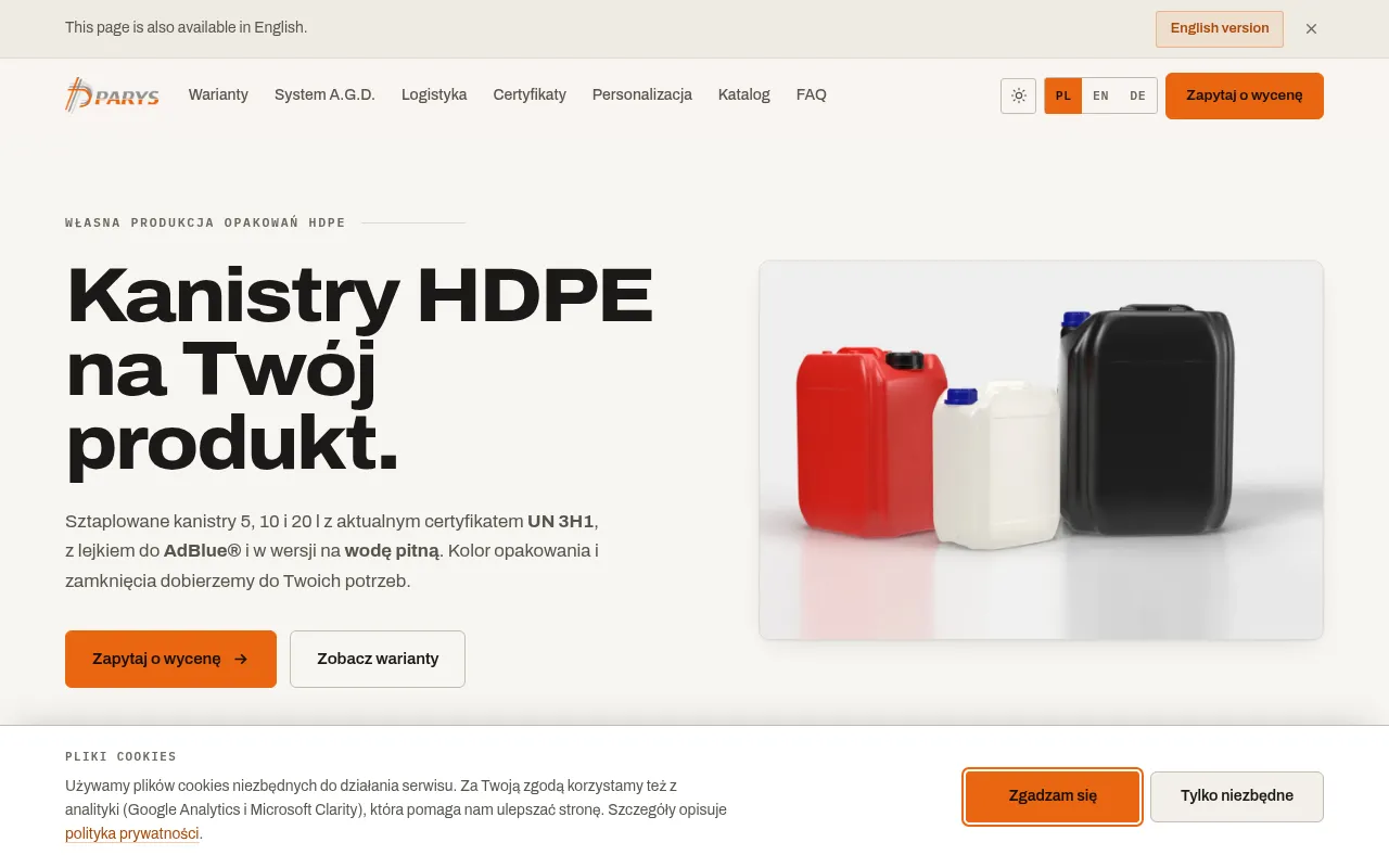 Screenshot of pack.parys.pl