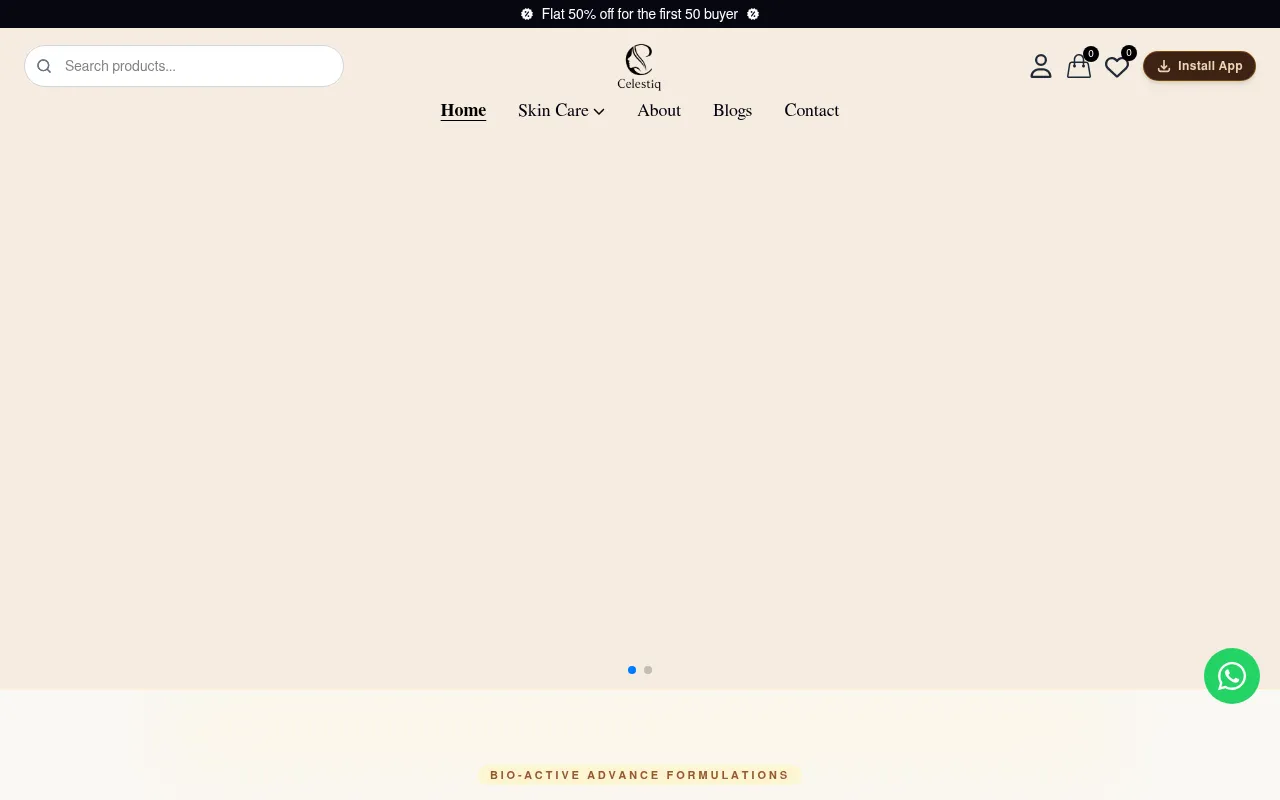 Screenshot of celestiqbeauty.com