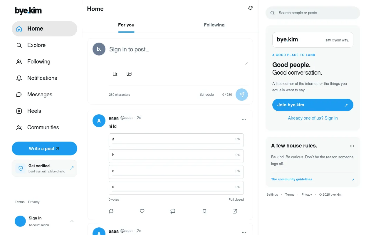 Screenshot of bye.kim