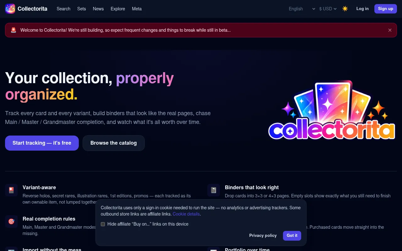 Screenshot of collectorita.com