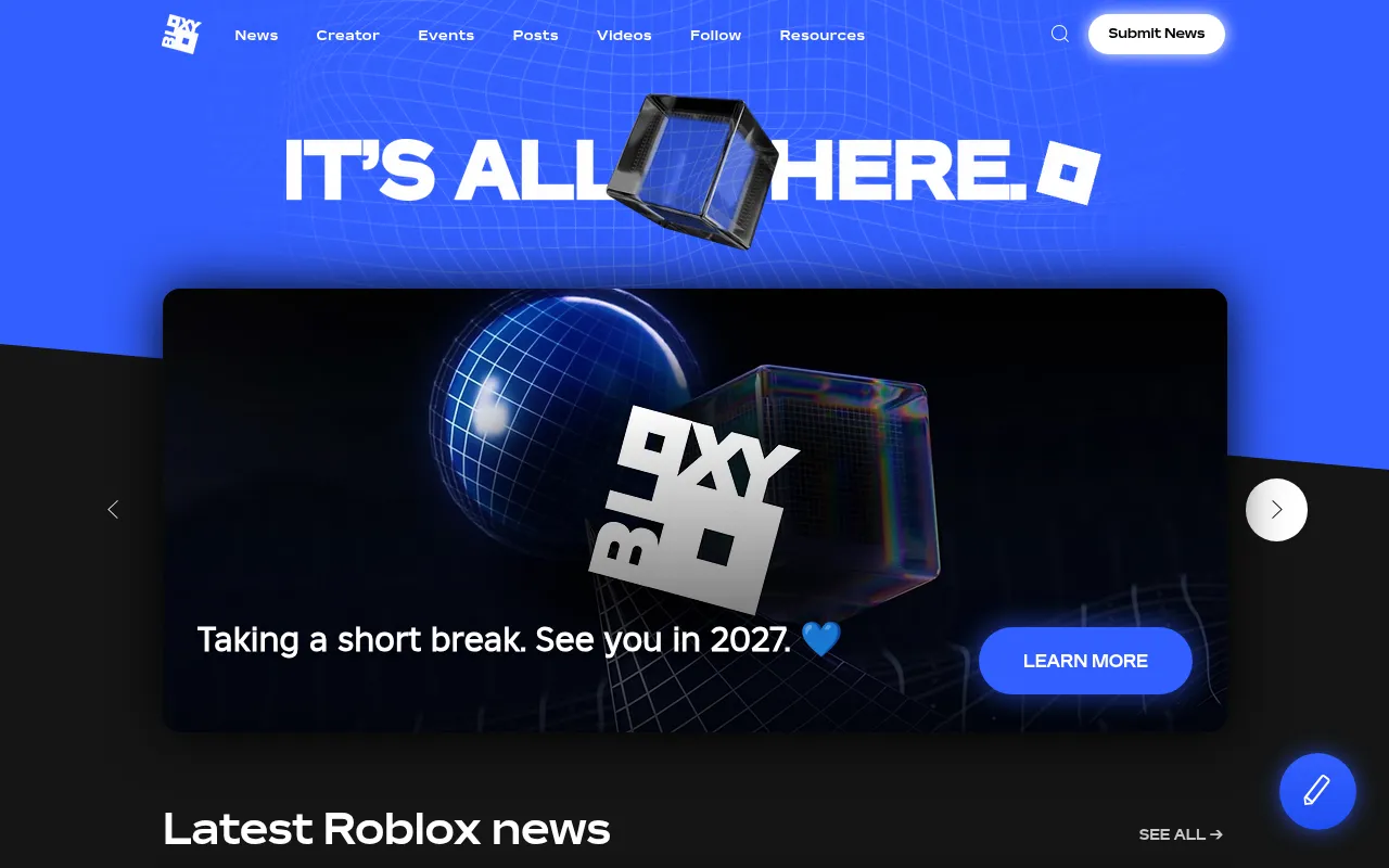 Screenshot of bloxy.news