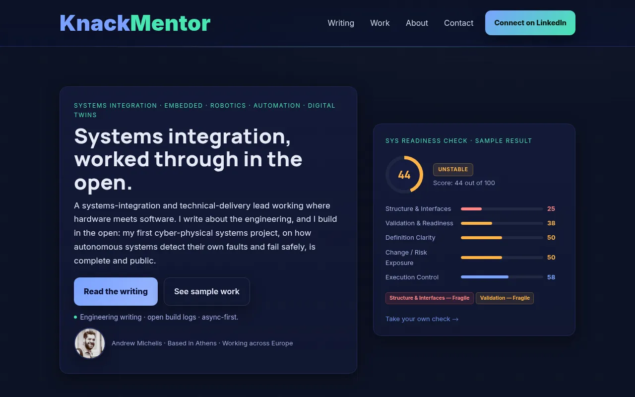 Screenshot of knackmentor.com