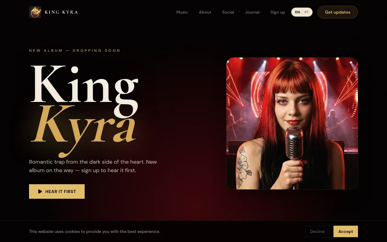Screenshot of kingkyra.com