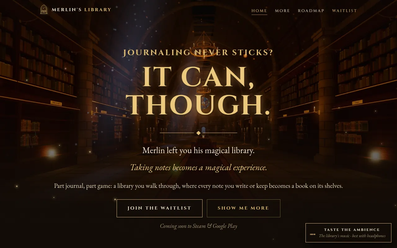 Screenshot of merlinslibrary.net