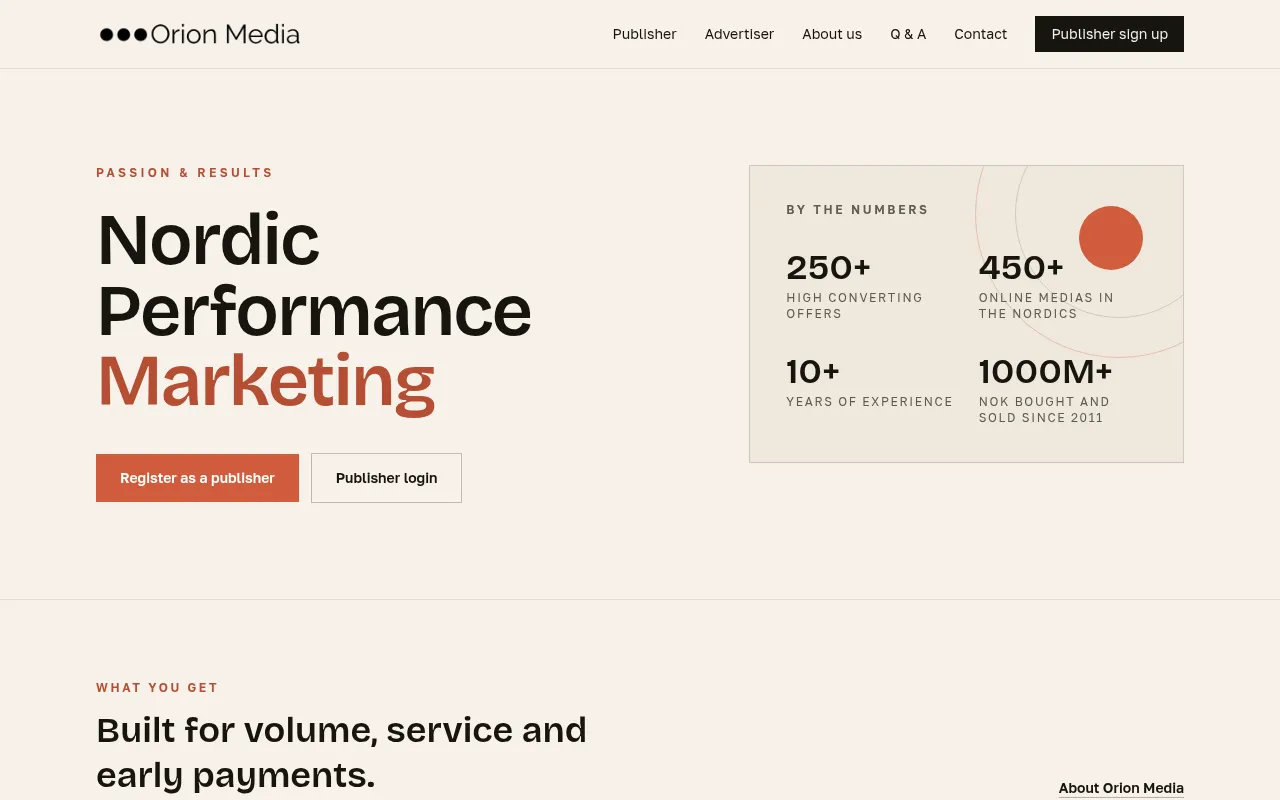 Screenshot of orionmedia.no