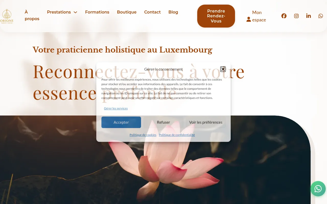 Screenshot of orionetherapycenter.lu
