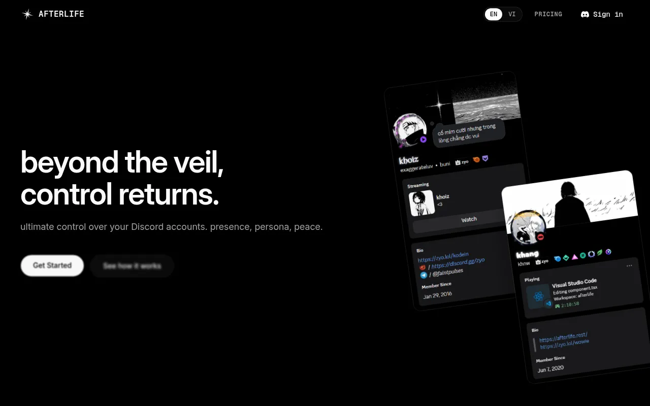 Screenshot of afterlife.rest