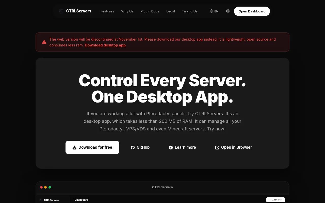 Screenshot of ctrlservers.xyz