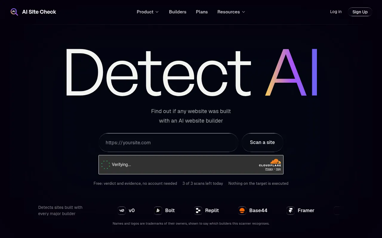 Screenshot of aisitecheck.cloud