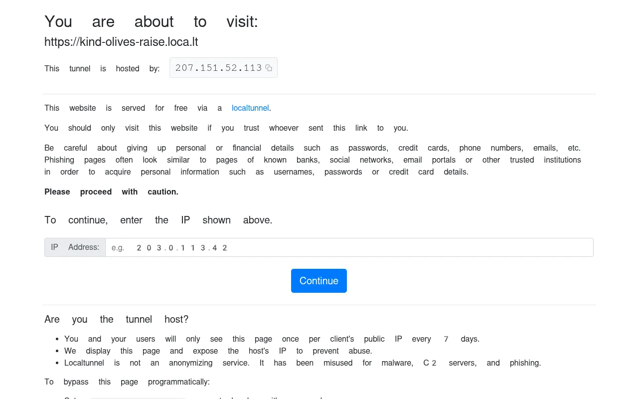 Screenshot of kind-olives-raise.loca.lt