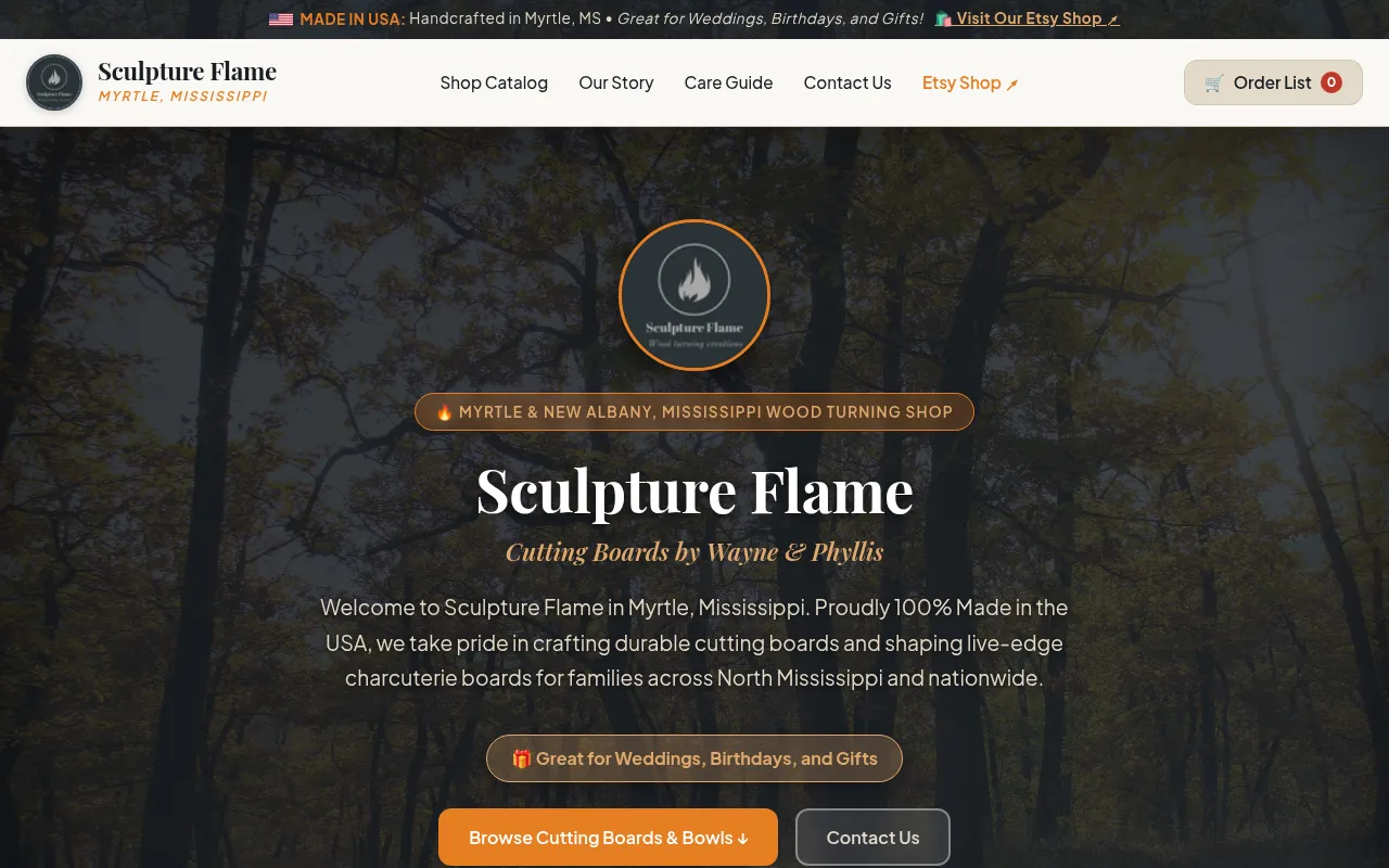 Screenshot of sculptureflame.com